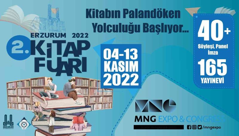 Edebiyat dünyasının kalbi, Erzurum MNG Expo Kitap Fuarı’nda atacak
