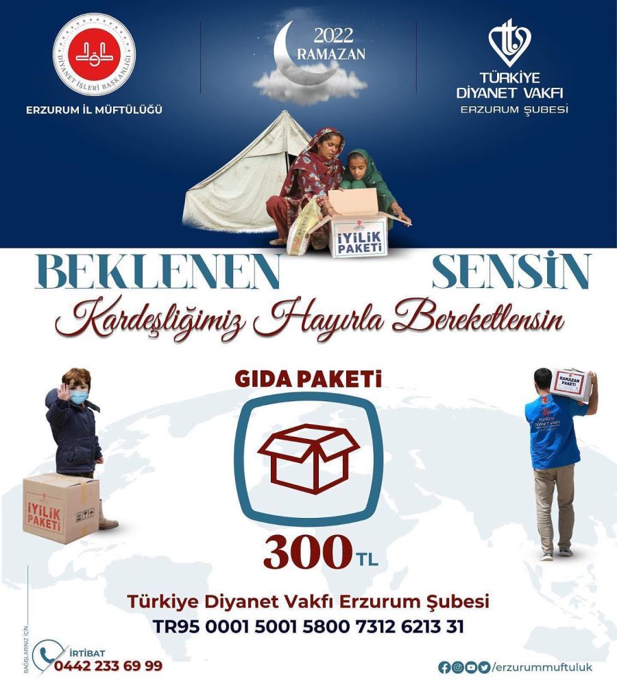TDV Erzurum Şubesi gıda paketi kampanyası başlattı