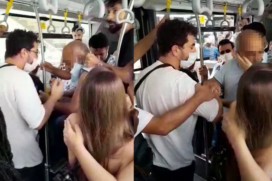 Metrobüste kadınların fotoğrafını çeken tacizci vatandaşlar tarafından yakalandı