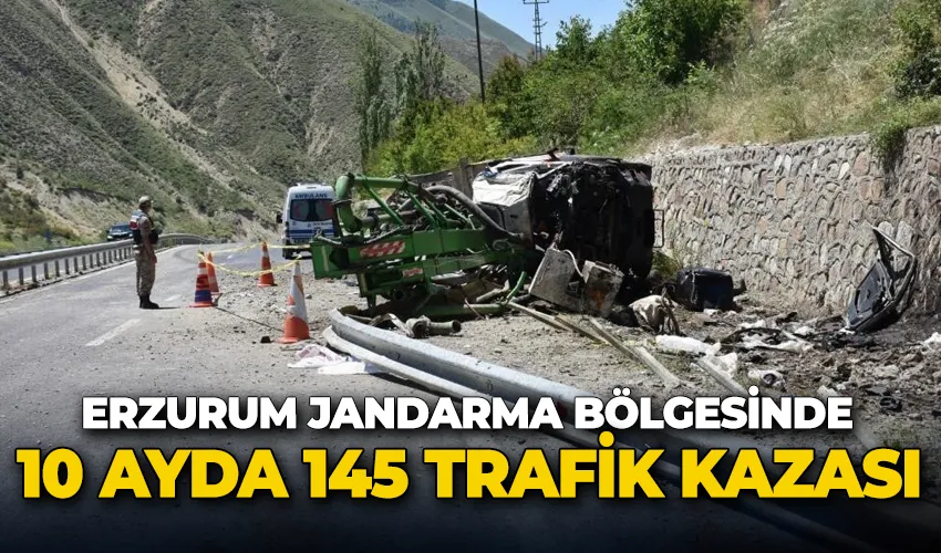 Erzurum jandarma bölgesinde 10 ayda 145 trafik kazası