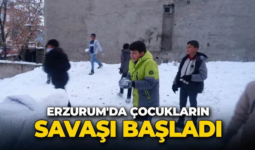 Erzurum’da çocukların kartopu savaşı