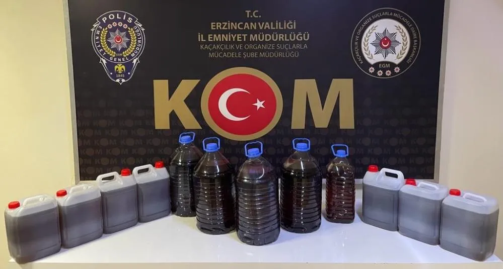 Erzincan’da 80 litre sahte alkol ele geçirildi