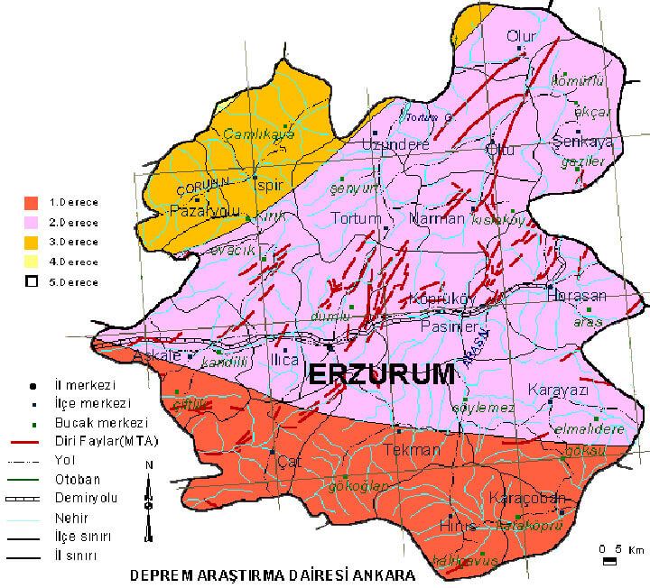 Haritaya göre Erzurum
