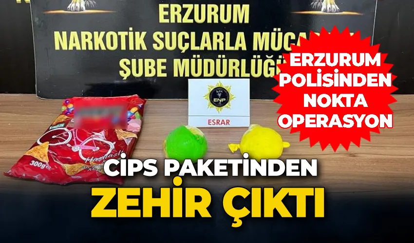 Erzurum’da uyuşturucu operasyonu: Cips paketi içerisinde uyuşturucu ele geçirildi