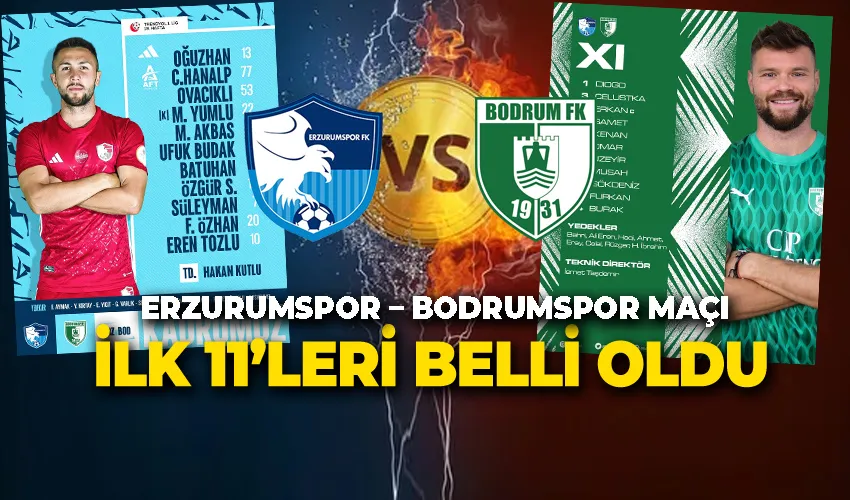 Erzurumspor – Bodrumspor Maçı İlk 11’leri Belli Oldu