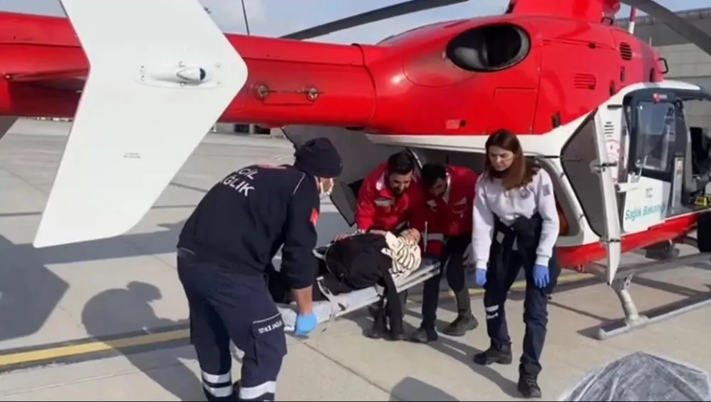 Kalp hastası genç kadın için helikopter havalandı