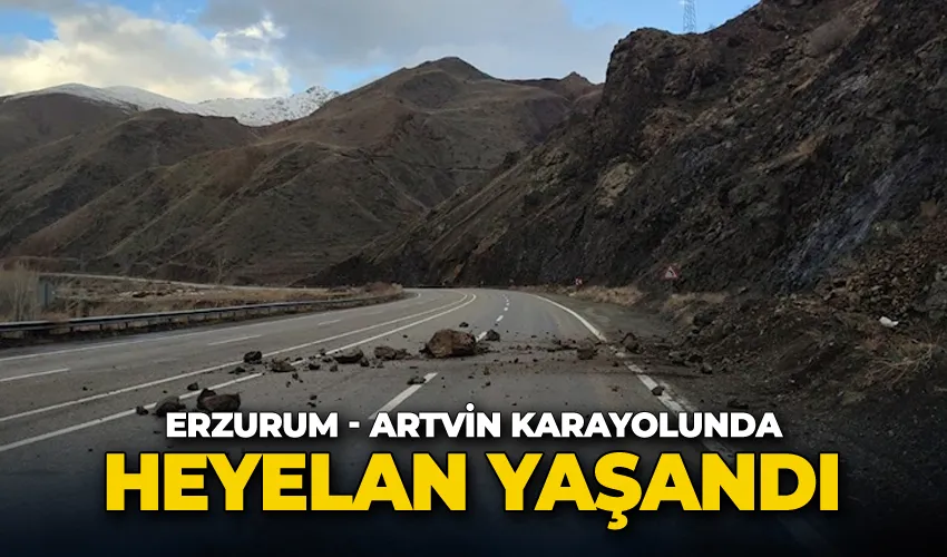 Erzurum - Artvin karayolunda heyelan