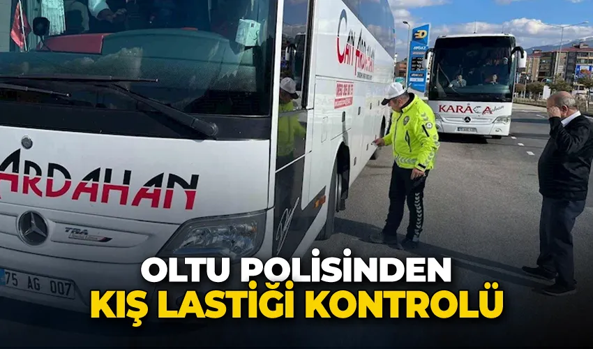 Oltu polisinden kış lastiği kontrolü