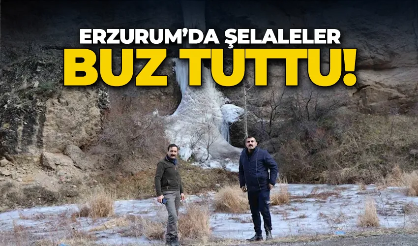 Erzurum’da şelaleler buz tuttu