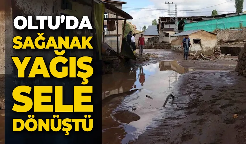 Oltu’da sağanak yağış sele dönüştü