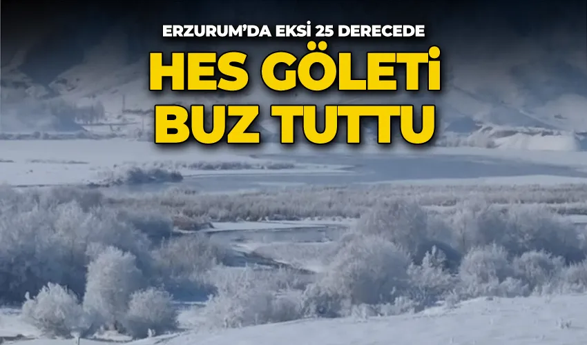 Erzurum’da eksi 25 derecede HES göleti buz tuttu