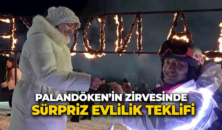 Palandöken’in zirvesinde sürpriz evlilik teklifi