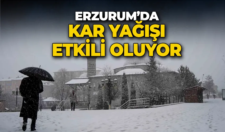 Erzurum’da kar yağışı etkili oluyor