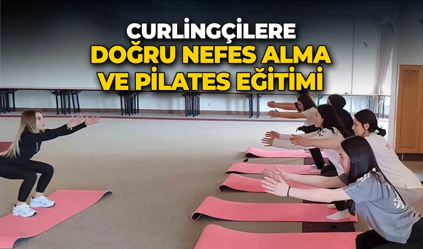 Curlingçilere doğru nefes alma ve pilates eğitimi