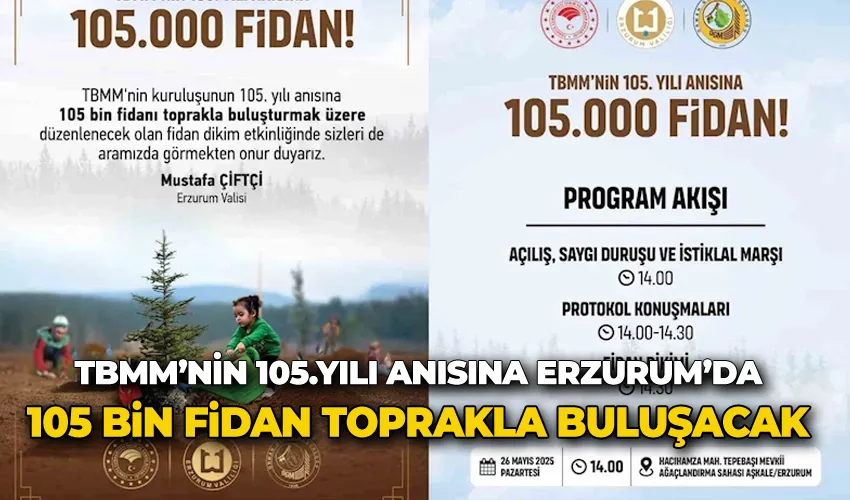 TBMM’nin 105.yılı anısına Erzurum’da 105 bin fidan toprakla buluşacak