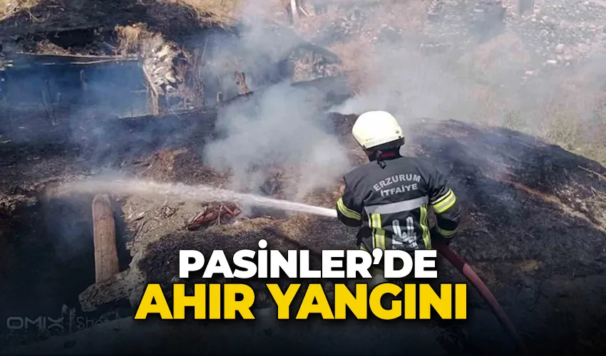 Pasinler’de ahır yangını