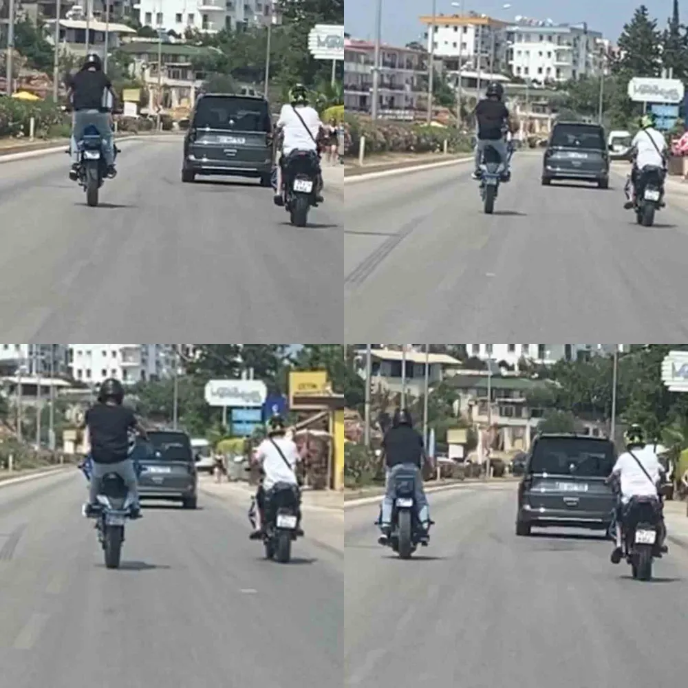 Motosikletli sürücüden D-400 karayolunda tehlikeli hareketler