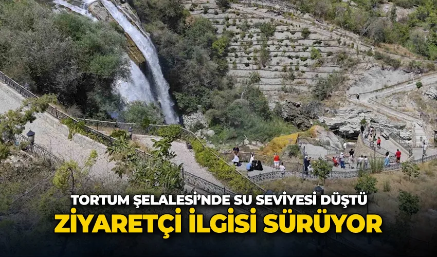 Tortum Şelalesi’nde su seviyesi düştü, ziyaretçi ilgisi sürüyor